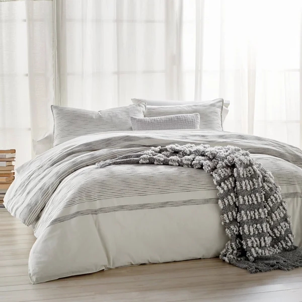 Dkny Pure Woven Stripe Duvet - Full/Queen - Ivory/ Black
