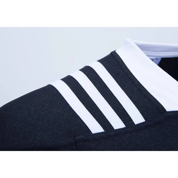 Adidas Black/White 3 Stripes Fitted Rugby Jersey S