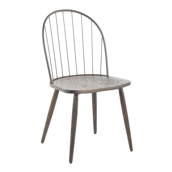 Riley High Back Chair - Black Metal, Black Wood - Set of 2