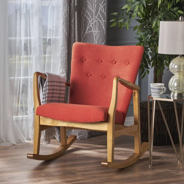Collin Mid Century Fabric Rocking Chair (Wheat)