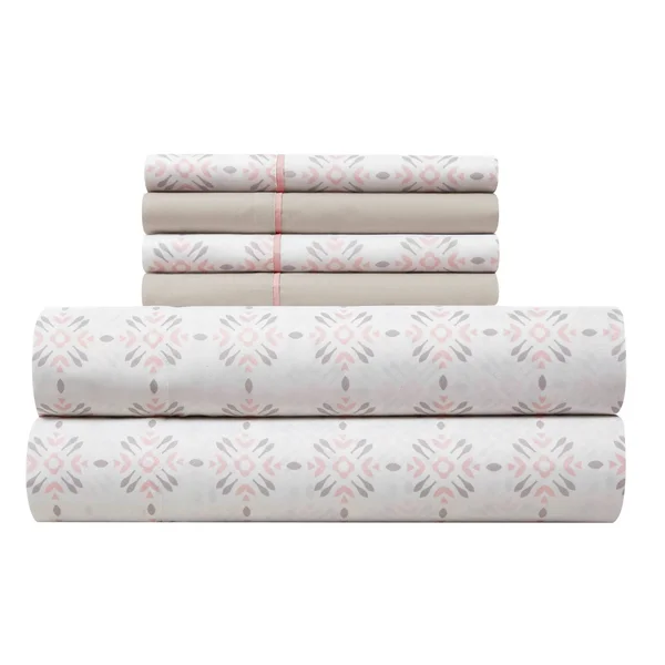 Casa 7-Piece Solid Reversible Comforter Set with Bonus Sheets - Queen, Blush