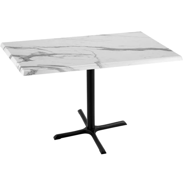 Holland Bar Stool OD211-3036BWOD3048WM 30x22 x 48x22 White Marble Laminate Outdoor, Indoor Counter Height Table with Cross Base