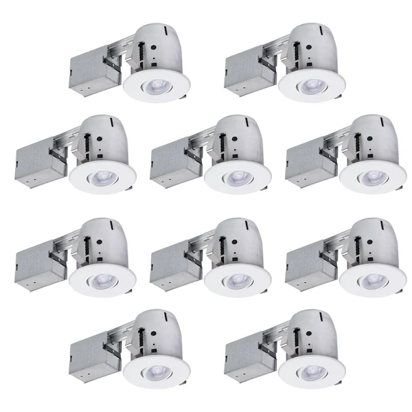 Globe Electric 4 in. White Dimmable Recessed Lighting Kit (10-Pack)
