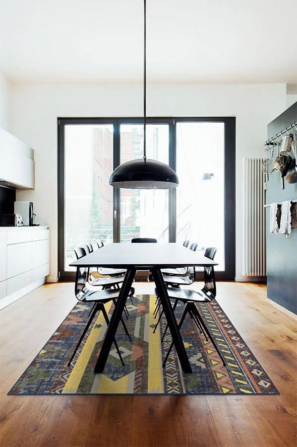 5&x7& - Machine Washable Area Rug, Kid & Pet Friendly, Indoor Rug, Kilim Batik Navy Rug, Ruggable