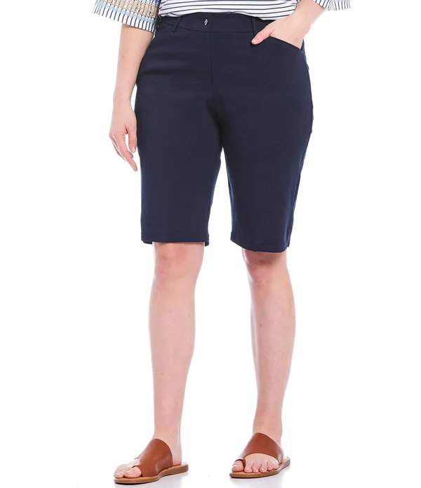 Ruby Rd. Plus Size Flat Front Solar Millenium Tech Shorts - 16W