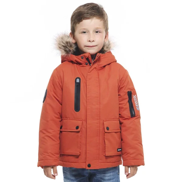 Rokkau0026rolla Boys& Water-Resistant Lined Hooded Thickened Parka Jacket with Removable Faux-Fur Hood Trim Mandarin Orange - Boy
