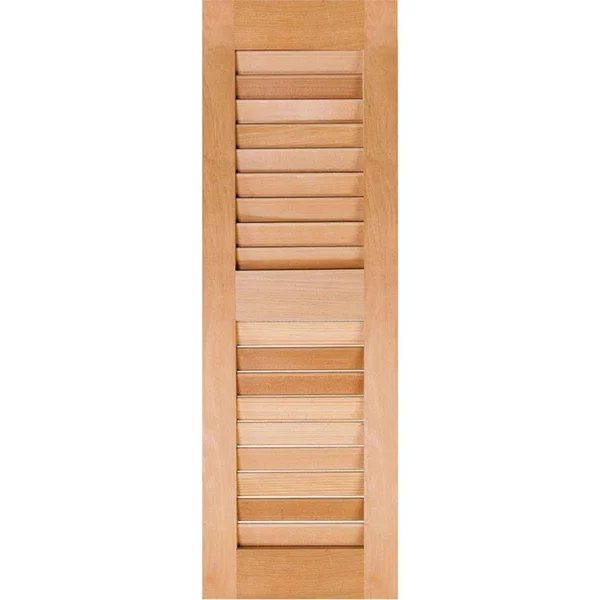 Ekena Millwork RWL18X025UNW Exterior Real Wood Western Red Cedar Open Louvered Shutters (Per Pair) - Unfinished, 18x22W x 25x22H