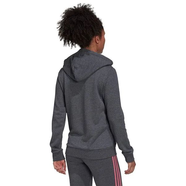 Adidas Essentials Logo Full Zip Hoodie Grey Pink Women - Xs