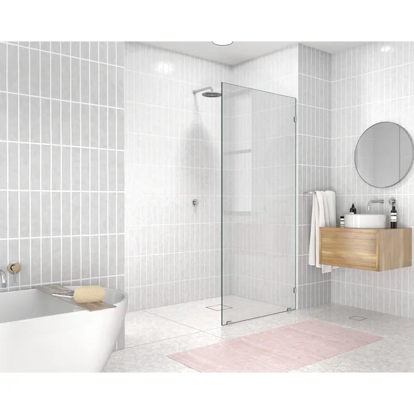 Glass Warehouse 78x22 x 31x22 Frameless Shower Door - Single Fixed Panel - Polished Chrome