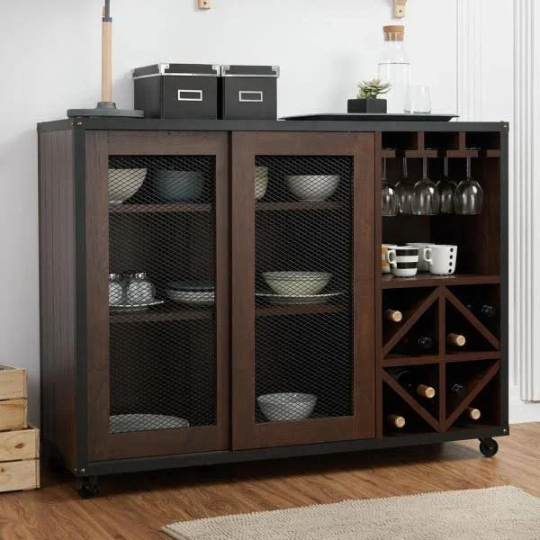 Furniture of America Winston Walnut Buffet, Vintage Walnut
