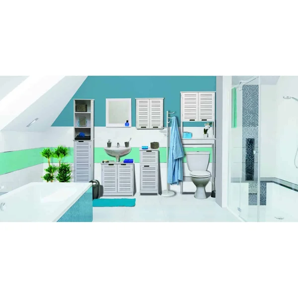 Evideco Bathroom Wall Mounted Storage Cabinet Wood Miami White