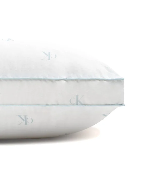Calvin Klein Monogram Logo Extra Firm Support Cotton Pillow, Standard/Queen - White