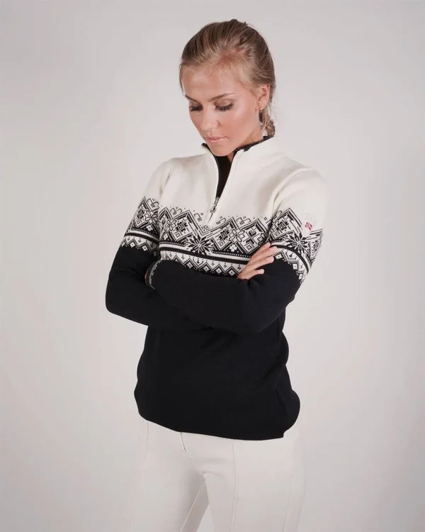 Dale of Norway Women's St. Moritz Feminine Sweater - Small - Black, White, Dark Charcoal