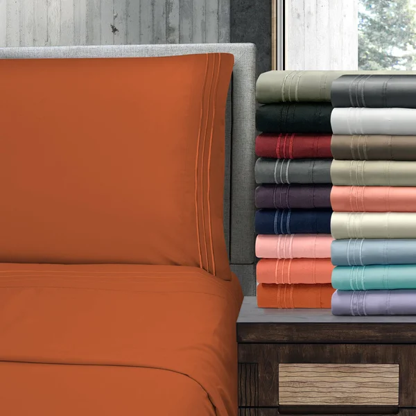 Superior Wrinkle Resistant Emboidered Microfiber Deep Pocket Sheet Set - California King - Burgundy