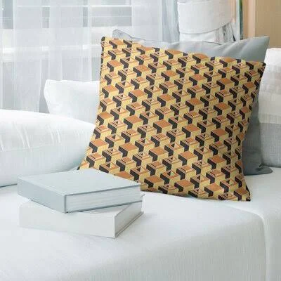 Skyscrapers Pattern Throw Pillow Brayden Studio Color: Small Orange/Yellow - Size: 20x22 x 20