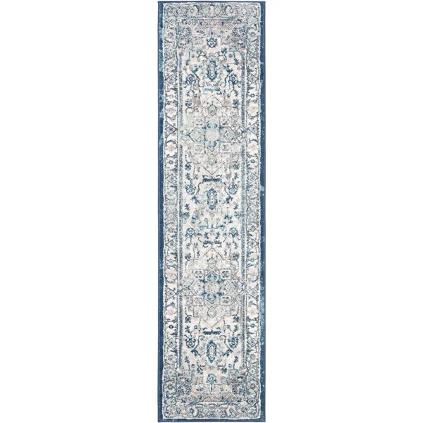 Safavieh Brentwood Light Gray/Blue 2 ft. x 20 ft. Distressed Medallion Runner Rug