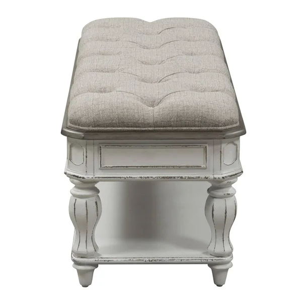 Liberty Magnolia Manor Bench Ivory Chenille, Antique White