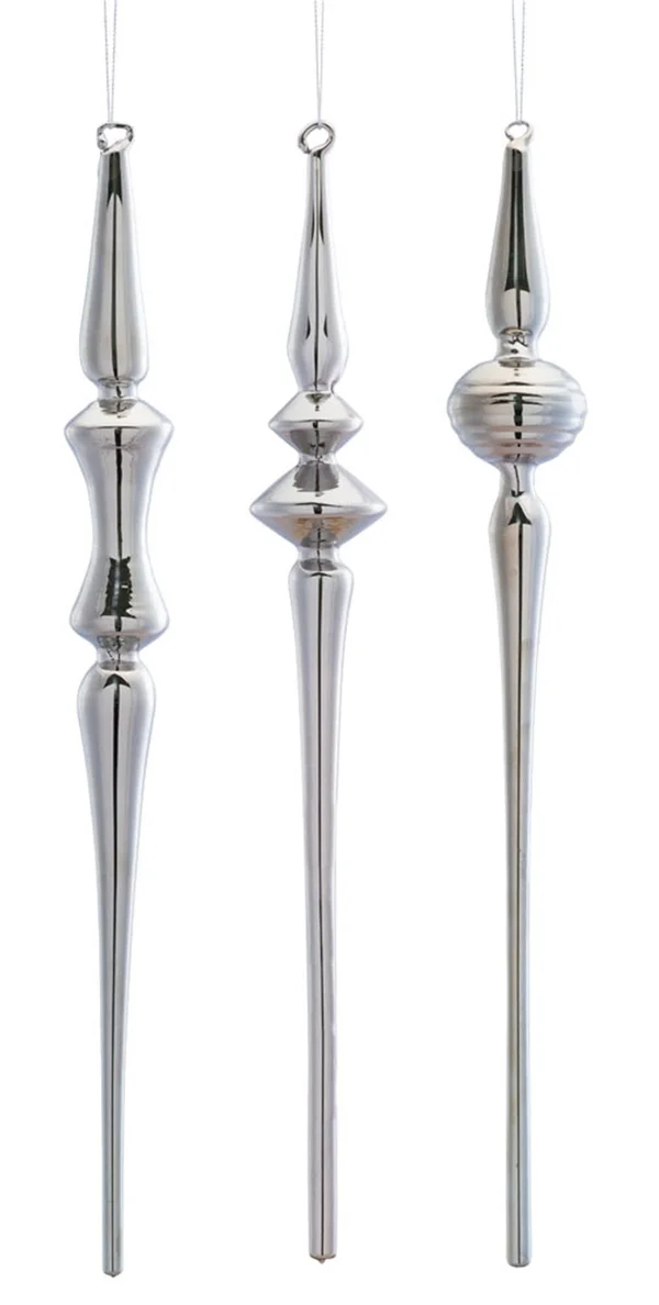 Finial Ornament (Set of 12) 15.5x22H Glass - 1.5 x 1.5 x 15.5