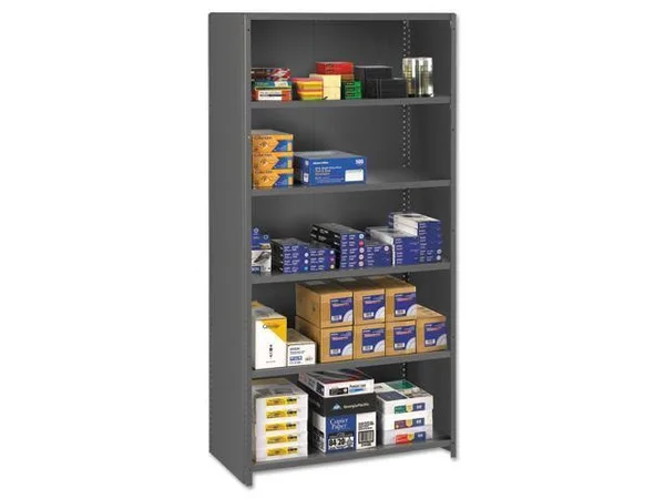Tennsco Closed Commercial Steel Shelving Five-Shelf 36W x 18d x 75H Medium Gray