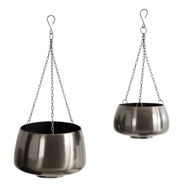 Kate and Laurel Marquez Hanging Planter Set - 2 Piece - Pewter