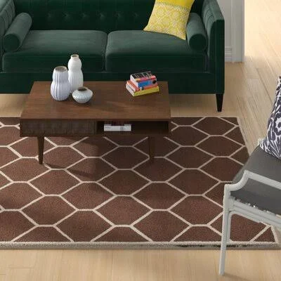 Wrought Studio Martins Hand-Tufted Wool Dark Brown Area Rug, Size: Rectangle 6' x 9'