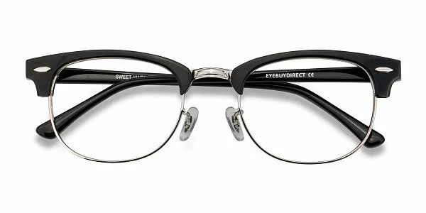 Men's Sweet Janet - Black Silver Browline Horn Metal - 16113, Metal RX Eyeglasses by Rflkt - EyeBuyDirect Prescription Eyeglasse