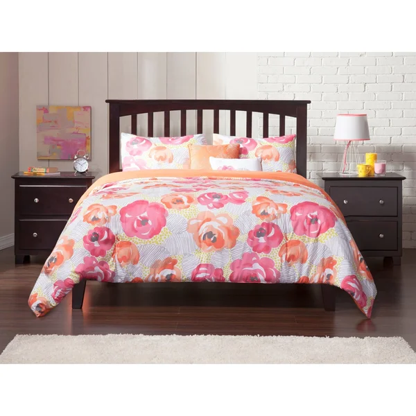 Atlantic Furniture Mission Queen Platform Bed with Open Foot Board in Espresso, Brown