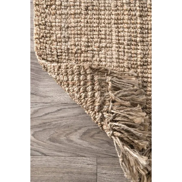 nuLOOM Beige Chunky Loop Jute Rug 6& Square