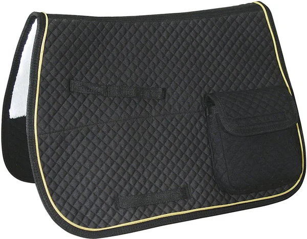Derby Originals English AP Quilted Saddle Pads with Pockets - Black, 24 x 20