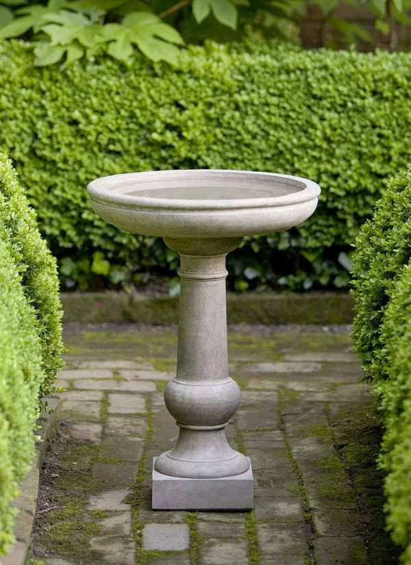 Campania International Williamsburg Grey Stone Tea Table Birdbath