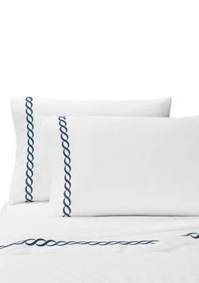 Kassatex Catena Flat Sheet - Navy