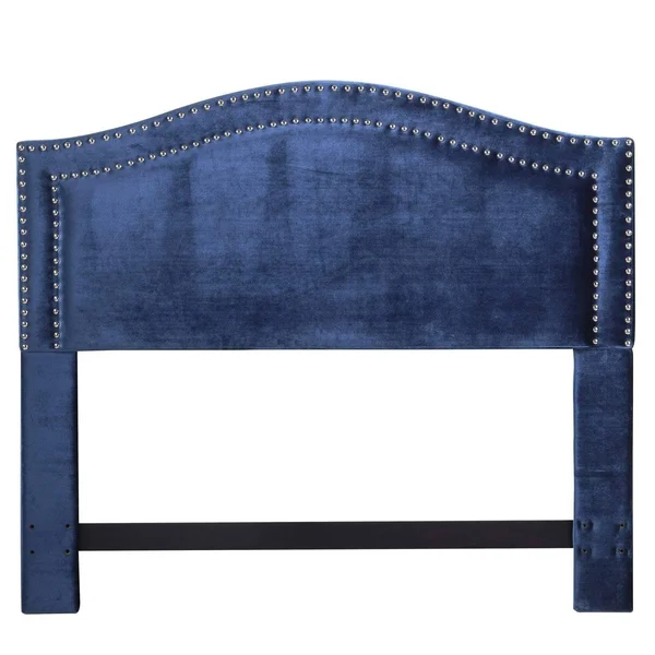 Chic Home Tal Grey Velvet Upholstered Nailhead King Headboard