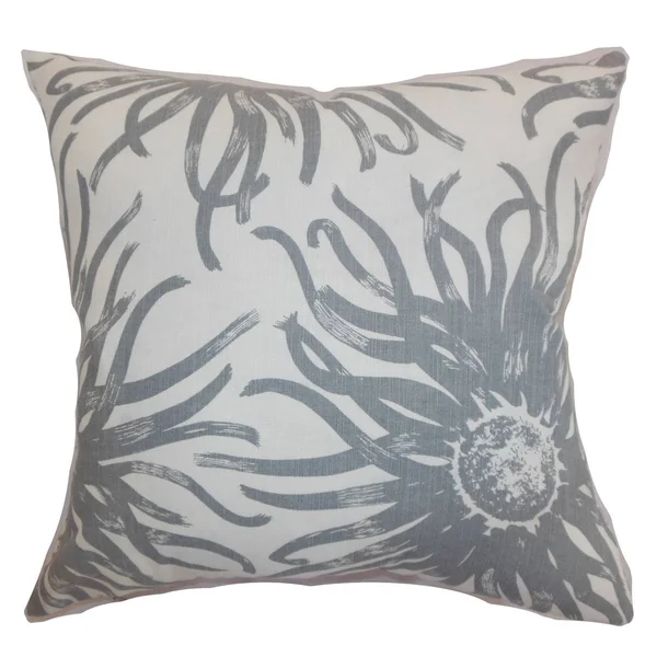 The Pillow Collection Ndele Floral Throw Pillow - Gray