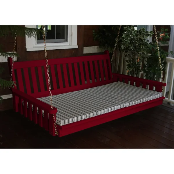 A & L Furniture Yellow Pine Traditional English Swing Bed Tractor Red - Size: 4 ft.