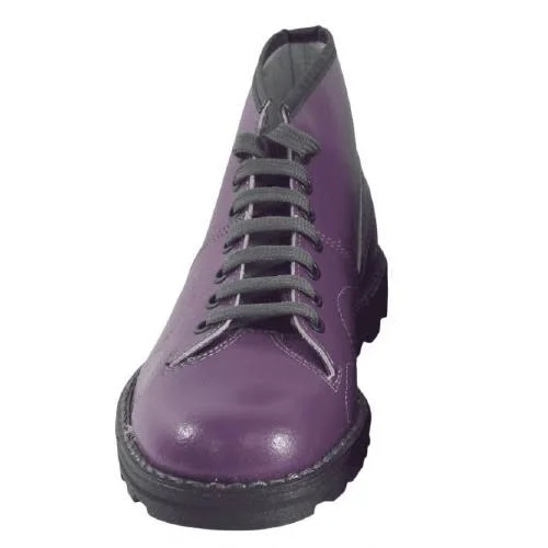 Grafters Mens Original Coated Leather Retro Monkey Boots - Wine, 8 US