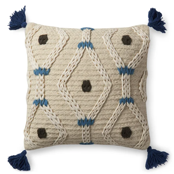 Loloi 22x22 x 22x22 Contemporary Decorative Pillow in Ivory, Blue