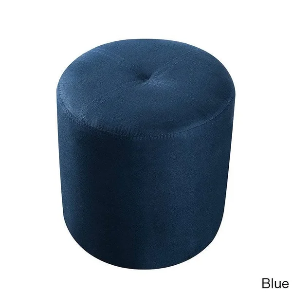 Porch & Den Lodo Wynkoop Round Upholstered Stool Ottoman, Black