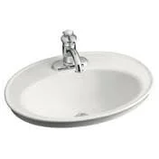 Kohler 2075-8-95 Serif Drop-in Bathroom Sink with 8x22 Widespread Faucet Holes - Ice Grey