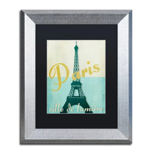 Trademark Fine Art Paris City of Light Canvas Art by Color Bakery Black Matte - Silver Frame, Size: 11 x 14