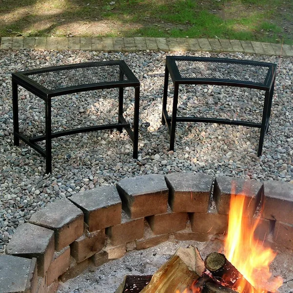 Sunnydaze Black Mesh Patio Fire Pit Bench, 23 x 16 inch - 2 Benches