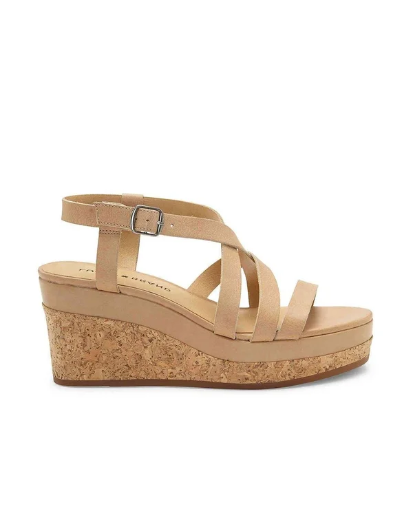 Women's Lucky Brand Batikah Strappy Wedge Sandal - Size 5.5 M - Beige