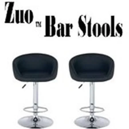 Zuo Faux Leather Modern Adjustable Bar Stool (Set of 2) - Black