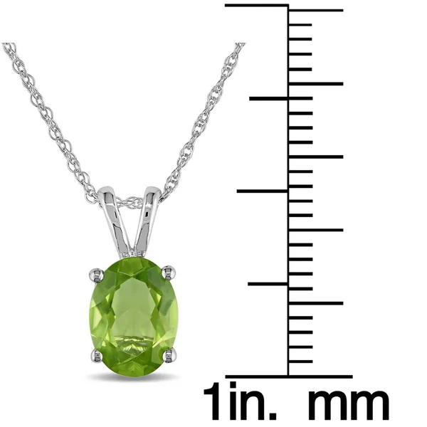 Miadora 10K White Gold Peridot Necklace (1-1/4ct TGW Peridot)