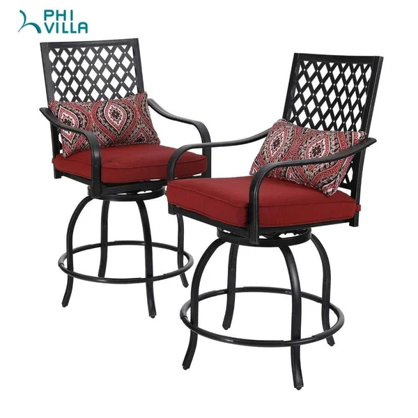 Teluk Extra Wide Swivel Bar Stools (Set of 2) by Havenside Home - Red