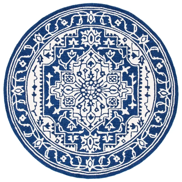 Safavieh Micro-Loop Rug Collection MLP648N - Navy, Ivory - 5' x 5' Square