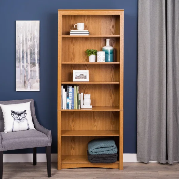 Prepac 6-Shelf Bookcase, Oak