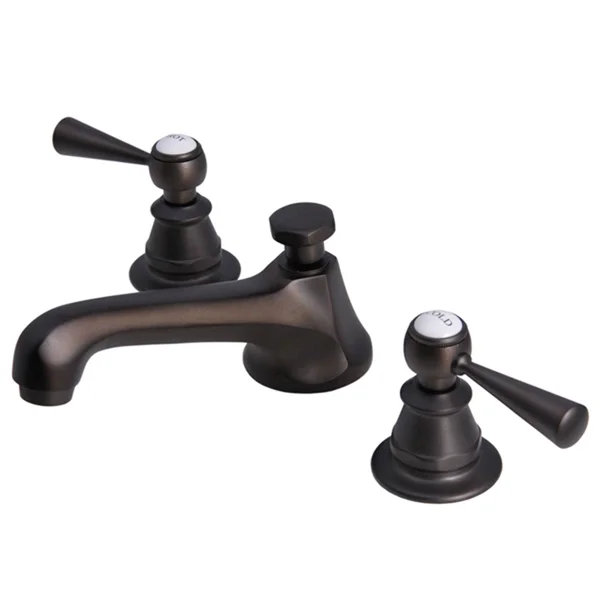Water Creation American 20th Century Classic Widespread Lavatory Faucet with Pop Up Drain - Lever Handles F2-0009-03-ml Oil Rubb