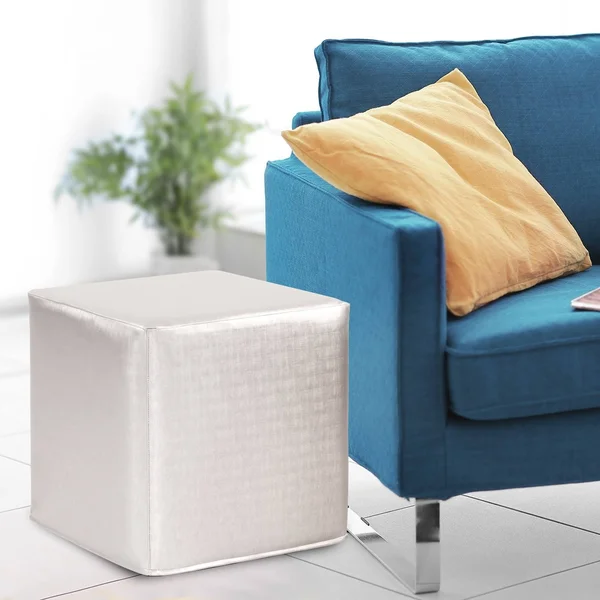 Howard Elliott No Tip Block Ottoman Mercury