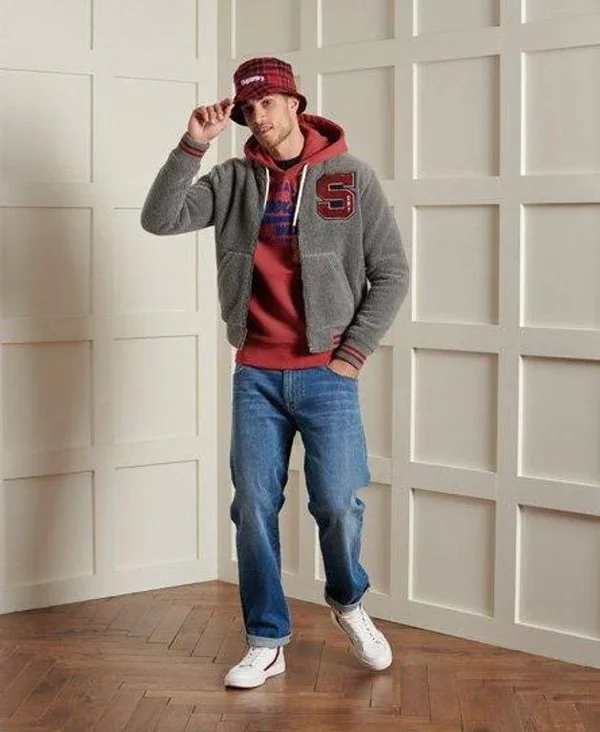 Superdry Vintage Logo Varsity Hoodie - Red - Hoodies