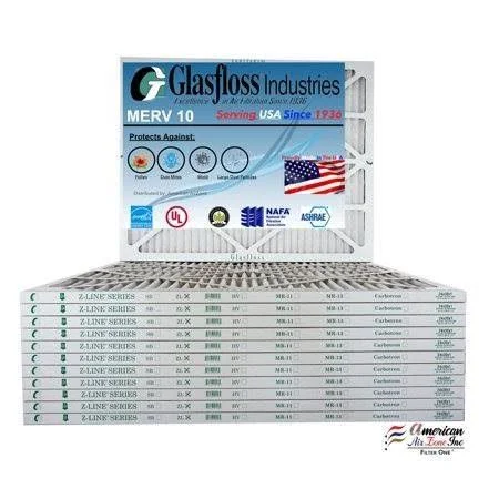 Glasfloss 24x36x1 - MERV 10 -Qty:12 - Furnace Air Filter - Made in USA (Actual Size: 23.5 x 35.5x7/8 inch)